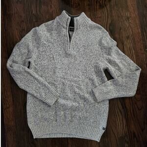 Chaps Pullover Sweater Men's Sz S White Gray 1/4 Zip Knit Stretch Mock Neck